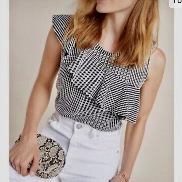 Anthropologie Tops - NEW Anthropologie Dolan NWT sleeveless shirt with a ruffle in front. Small